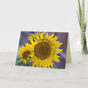 Denken Sie an Sonnenblumen Nah-up-Foto Karte