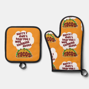Denken Sie an Tacos Geschmackvolle Spaß Muster Ofenhandschuh & Topflappen-Set