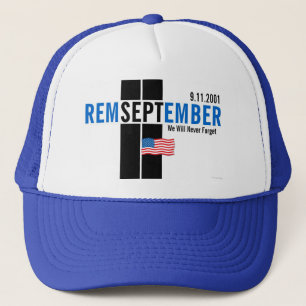 Denken Sie daran, 11. September Flag Hat Blue Truckerkappe