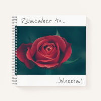 Denken Sie daran, blühen Rote Rose Blume Notebook