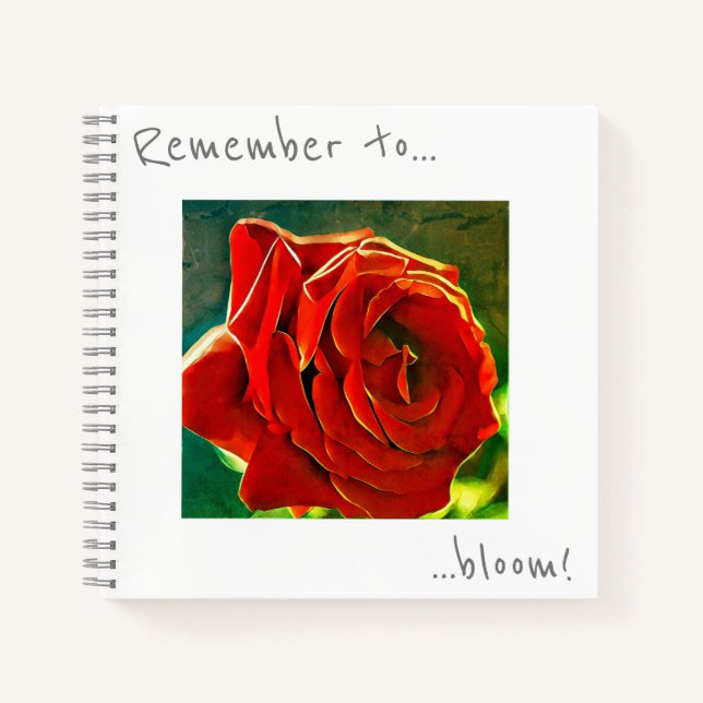Denken Sie daran, Rote Rose Blume Notebook zu blüh Notizbuch (Vorderseite)