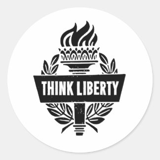 Denken Sie Freiheit - Fackel-Logo - weißer Runder Aufkleber