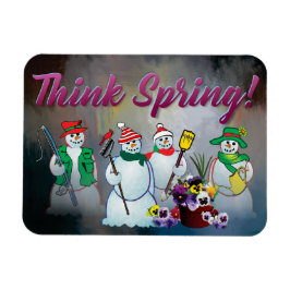 denken Sie Frühling mit Snowman und Magneten des Magnet