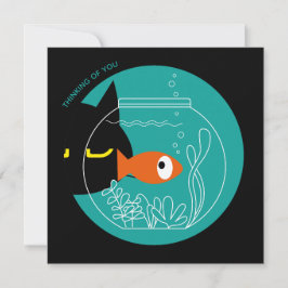 DENKEN SIE - Funny Black Cat & Fish Card Einladung