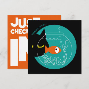 DENKEN SIE - Funny Black Cat & Fish Card Einladung