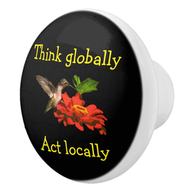 Denken Sie global handeln lokal Red Keramik Knob Keramikknauf (Rechts)