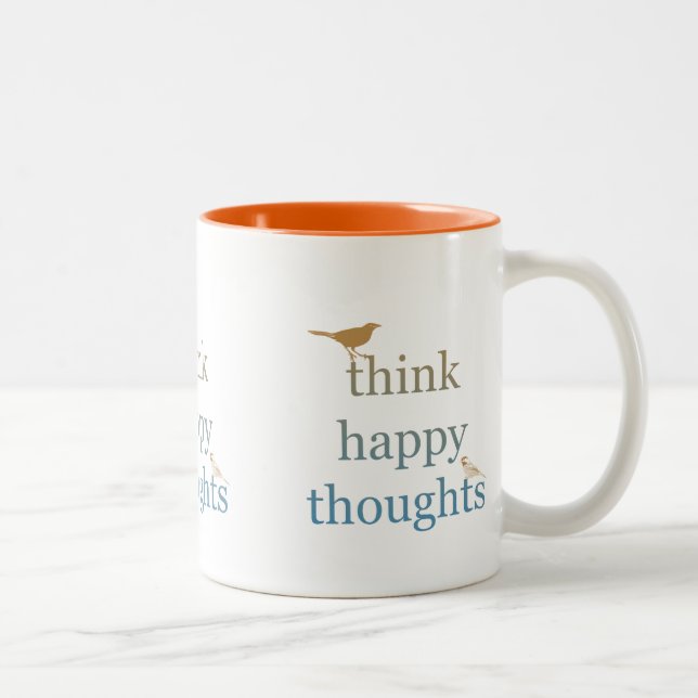 Denken Sie glückliche Gedanken Zweifarbige Tasse (Rechts)