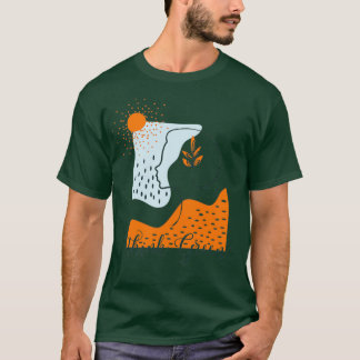 Denken Sie grün Abstrakte Landschaft mit Frau Silh T-Shirt