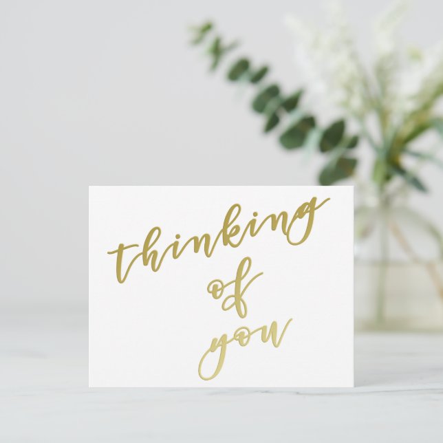 Denken Sie | Imitats Gold Script Postcard Postkarte (Stehend Vorderseite)