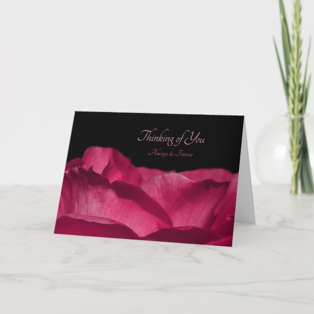 Denken Sie immer und für immer an Pink Rose Petal Karte (Vorderseite)