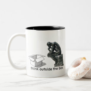 Denken Sie nach außen - eine MisterP-Tasse Zweifarbige Tasse