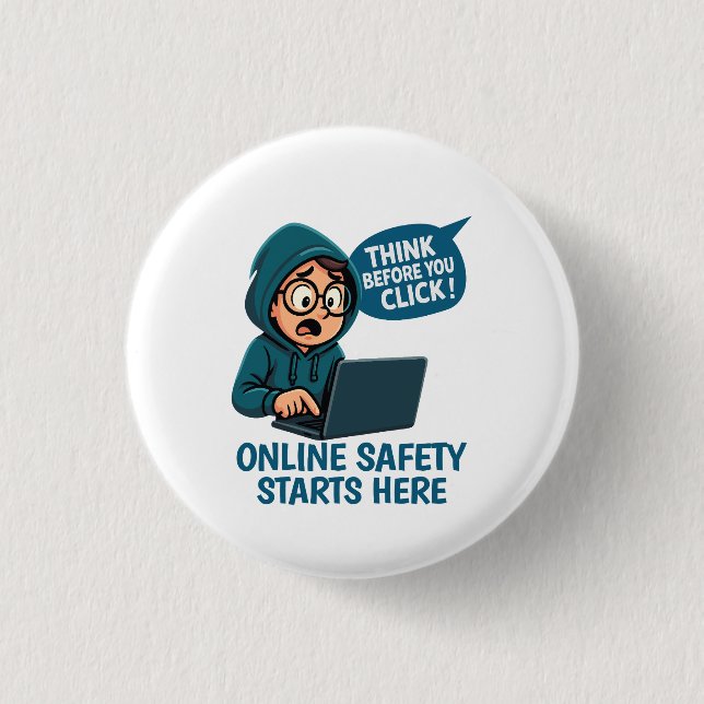 Denken Sie nach, bevor Sie klicken - Online-Sicher Button (Vorderseite)