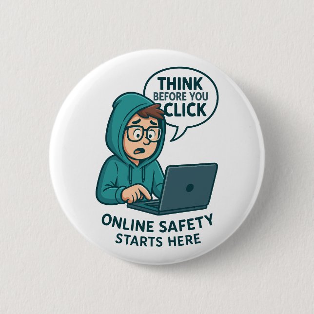 Denken Sie nach, bevor Sie klicken - Online-Sicher Button (Vorderseite)