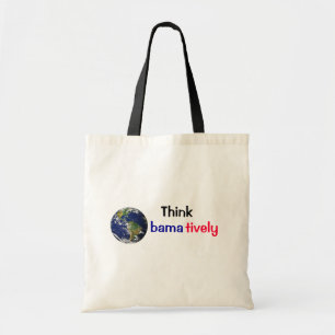 Denken Sie Obamatively_world, Schwarzes, das Blau, Tragetasche