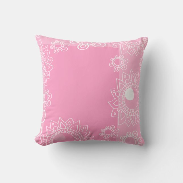 Denken Sie Pink Henna Blume Tattoo Mode Muster Kissen (Vorderseite)