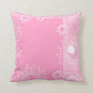 Denken Sie Pink Henna Blume Tattoo Mode Muster Kissen
