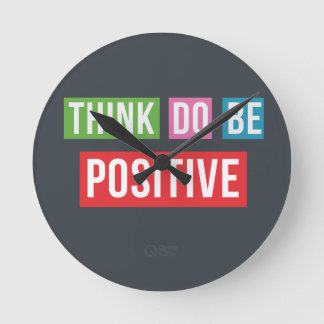 Denken Sie positive inspirierend Zitat-Uhr Runde Wanduhr