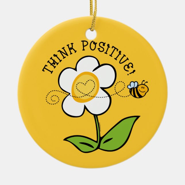 Denken Sie positive Verzierung der Bienen-TTC Keramik Ornament (Vorne)