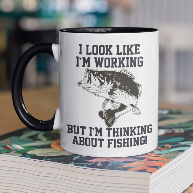 Denken Sie über das Fischen am Arbeitsplatz Kaffee Tasse (Von Creator hochgeladen)