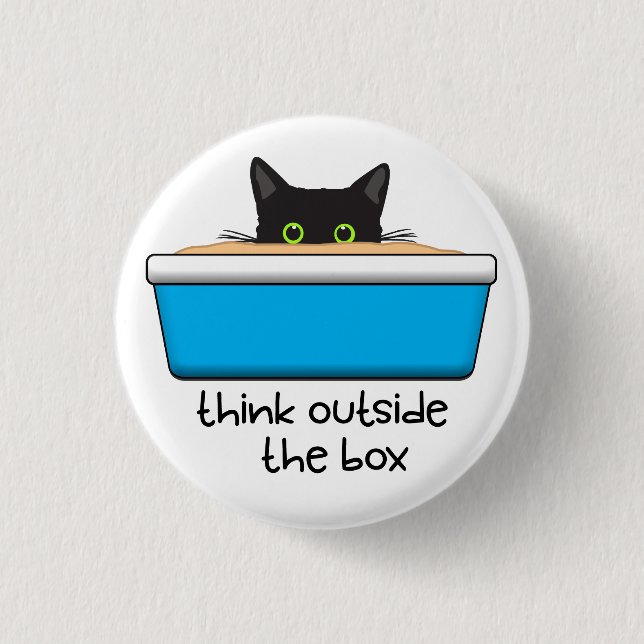 Denken Sie über die Schachtel hinaus. Die Wurfbox, Button (Vorderseite)