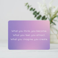 Denken Sie und werden Sie Lila Buddah Quote Card