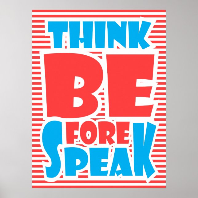 Denken Sie vor Speak, Typografie-Poster, Poster (Vorne)
