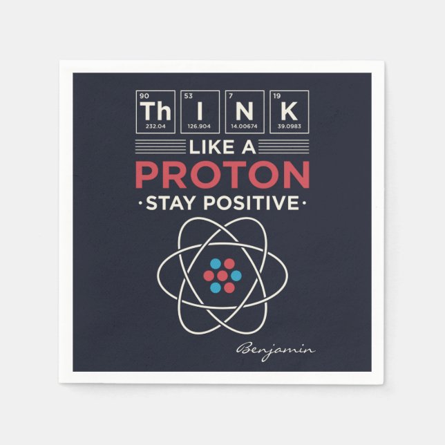 Denken Sie wie ein Proton Chemie Lehrer und Nerd Serviette (Vorderseite)