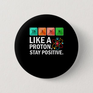 Denken Sie wie ein Proton, der positive Witzwissen Button