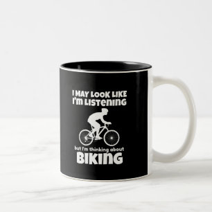 Denken über das Biking Funny Zweifarbige Tasse