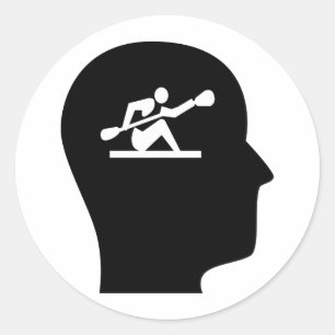 Denken über Kayaking Runder Aufkleber