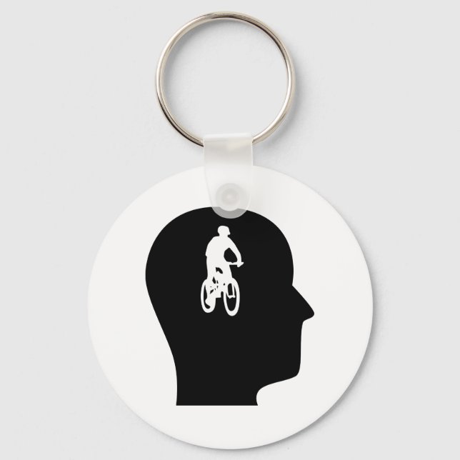 Denken über Mountainbiking Schlüsselanhänger (Vorderseite)