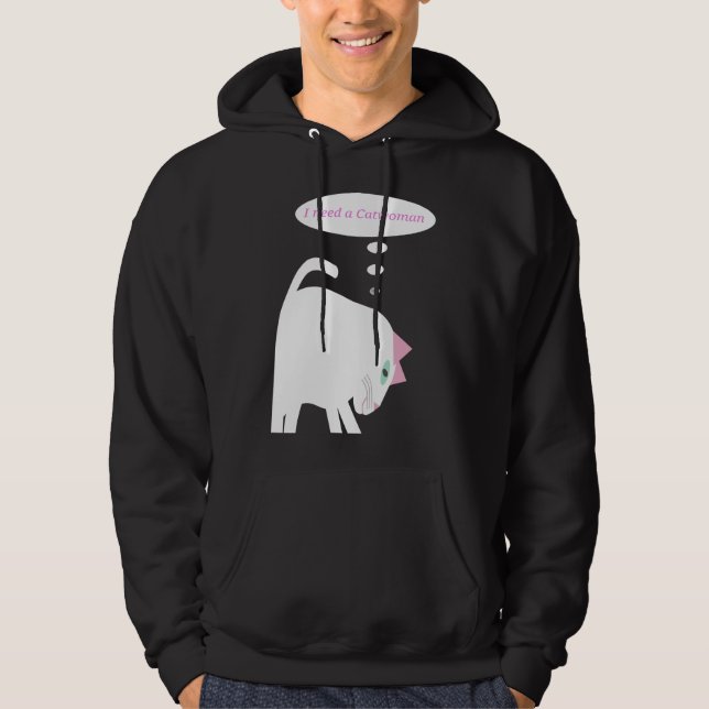 Denkende Katze Erwachsener Pullover Hoodie (Vorderseite)