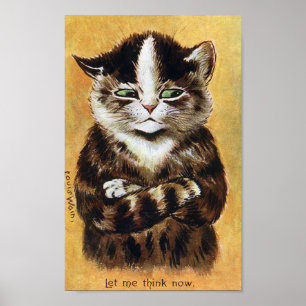 Denkende Katze, Louis Wain Poster