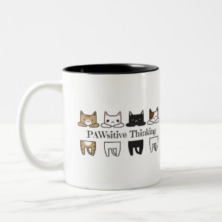 Denkendes PAWsitive - Katze meme Tasse