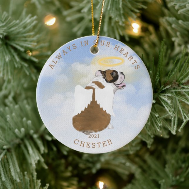 Denkengel Hunde Flügel Foto Keramik Ornament (Baum)