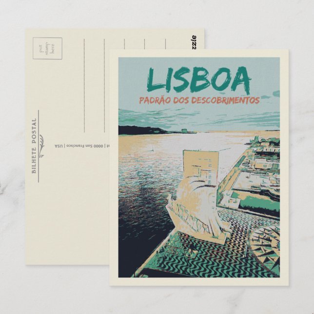 Denkmal der Entdeckungen in Belem, Lissabon Postkarte (Vorne/Hinten)