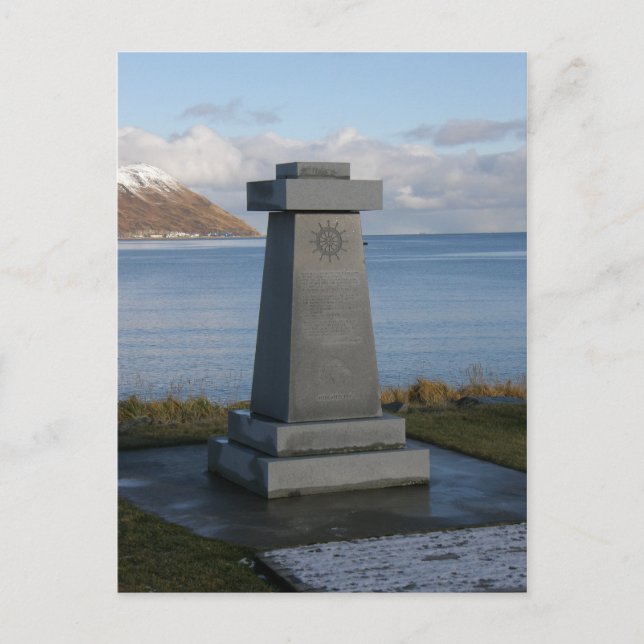 Denkmal für Fischer, Unalaska Stadt, Alaska Postkarte (Vorderseite)