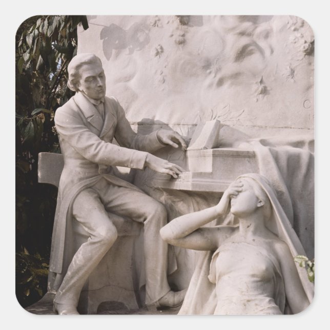Denkmal für Frederic Chopin Quadratischer Aufkleber (Vorderseite)