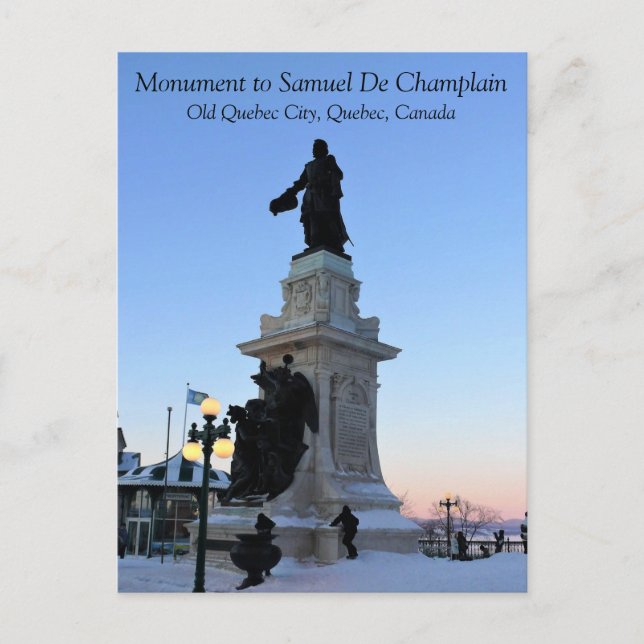 Denkmal für Samuel De Champlain, Quebec, Kanada Postkarte (Vorderseite)