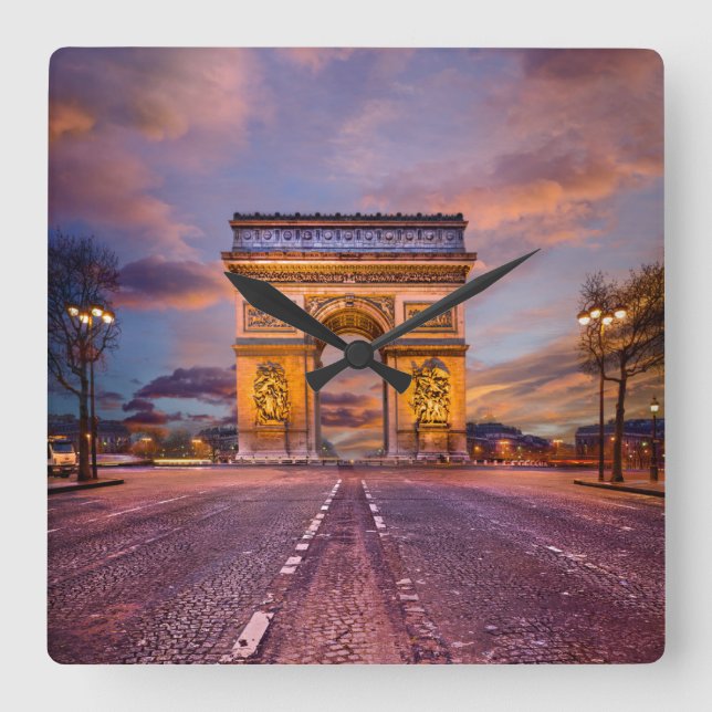 Denkmäler | Arc de Triomphe, Paris Frankreich Quadratische Wanduhr (Vorderseite)