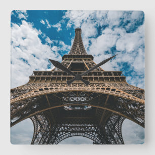 Denkmäler Blick auf den Eiffelturm Quadratische Wanduhr