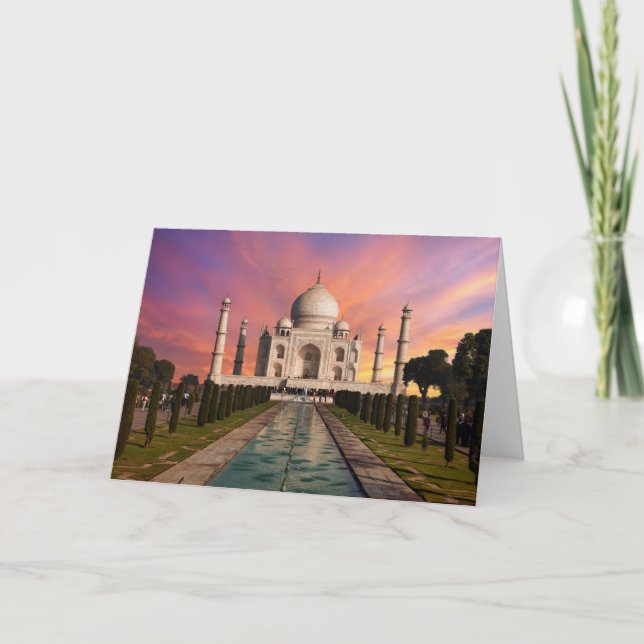 Denkmäler | Farbige Sicht auf den Taj Mahal Karte (Vorderseite)