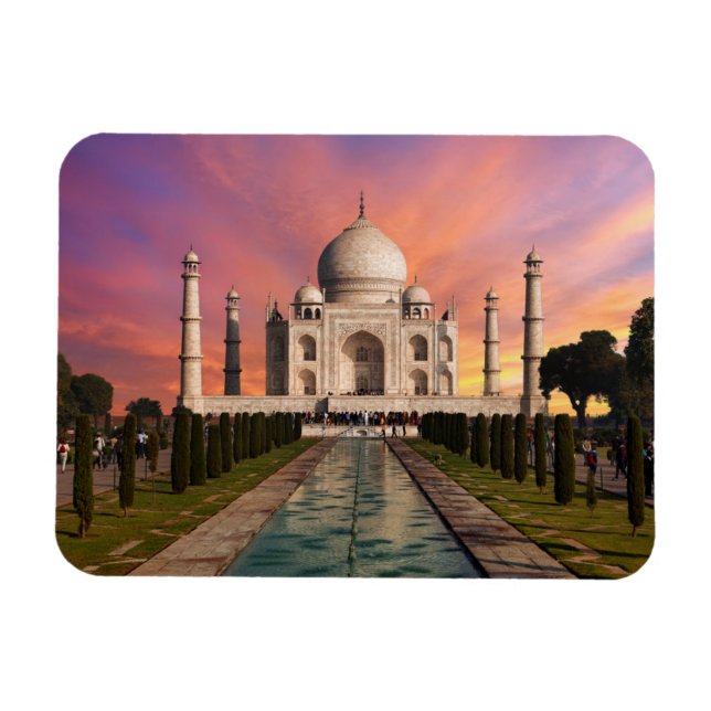 Denkmäler | Farbige Sicht auf den Taj Mahal Magnet (Horizontal)