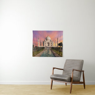 Denkmäler Farbige Sicht auf den Taj Mahal Wandteppich