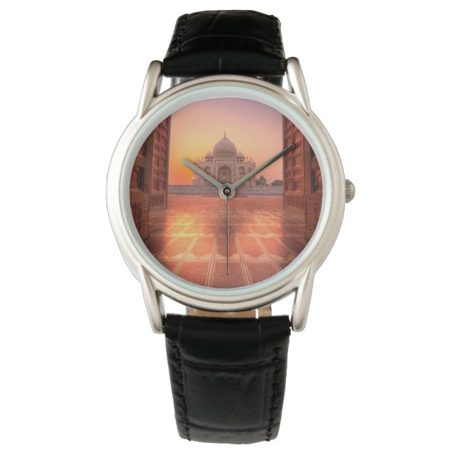 Denkmäler | Taj Mahal, Indien bei Sunset Armbanduhr (Vorderseite)