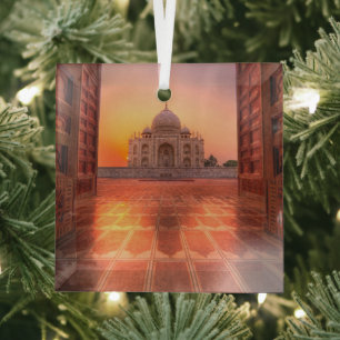 Denkmäler   Taj Mahal, Indien bei Sunset Ornament Aus Glas