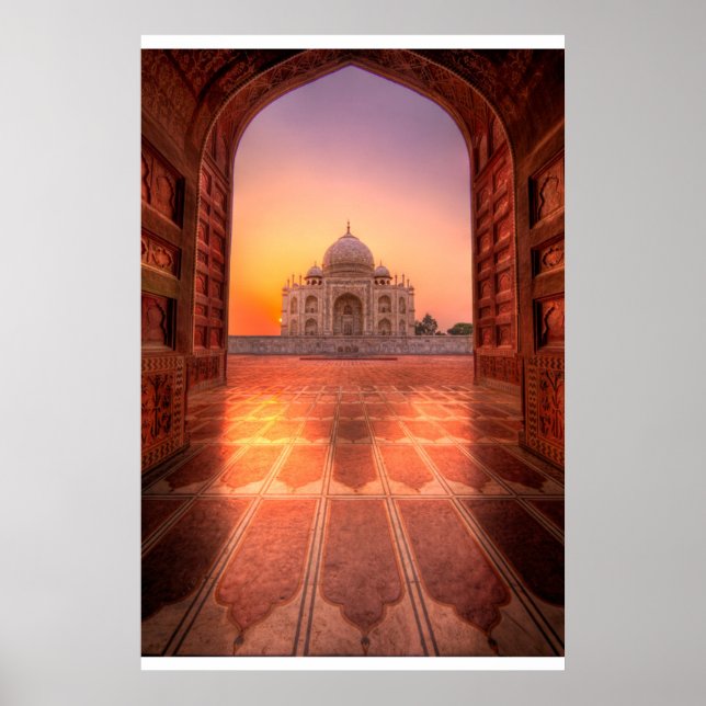 Denkmäler | Taj Mahal, Indien bei Sunset Poster (Vorne)
