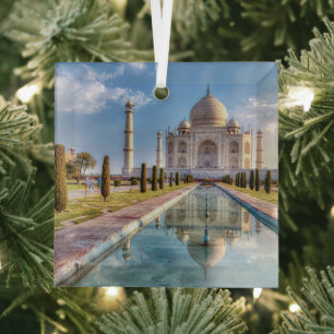 Denkmäler Taj Mahal Sunrise Ornament Aus Glas