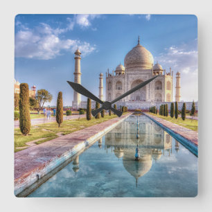 Denkmäler Taj Mahal Sunrise Quadratische Wanduhr