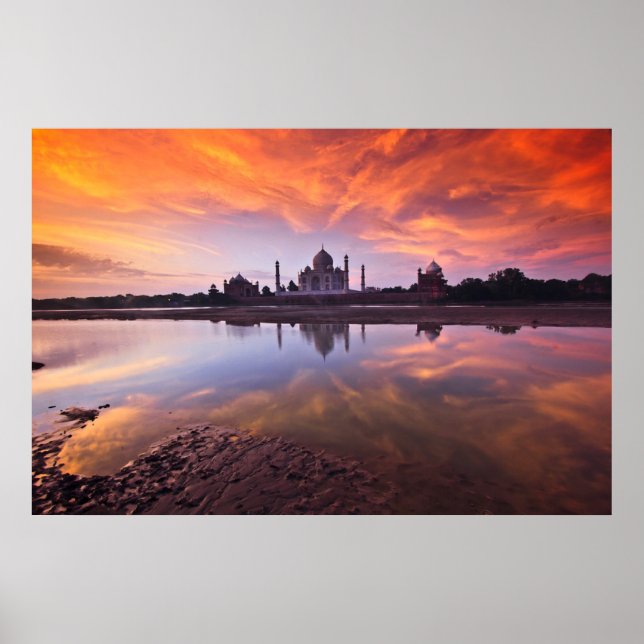 Denkmäler | Taj Mahal Sunset Poster (Vorne)